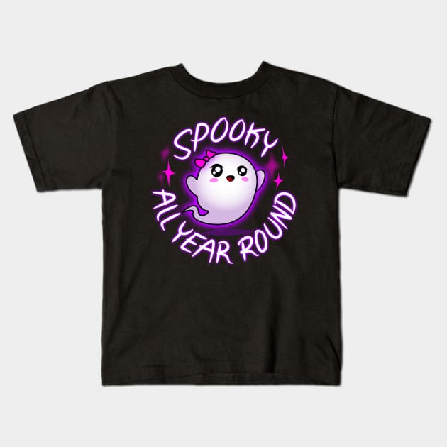 Cute Ghost Spooky All Year Round Kids T-Shirt by PnJ